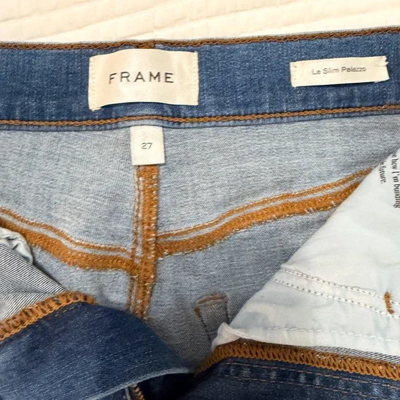 Frame Le Slim Palazzo High Rise Wide Leg Denim Jeans - Picture 5 of 5